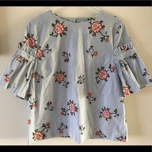 H&M Bell Sleeve Striped Top